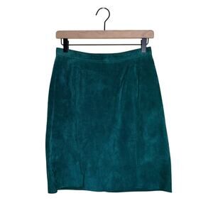 VINTAGE PAUL HARRIS teal suede mod 80s mini skirt 11/12